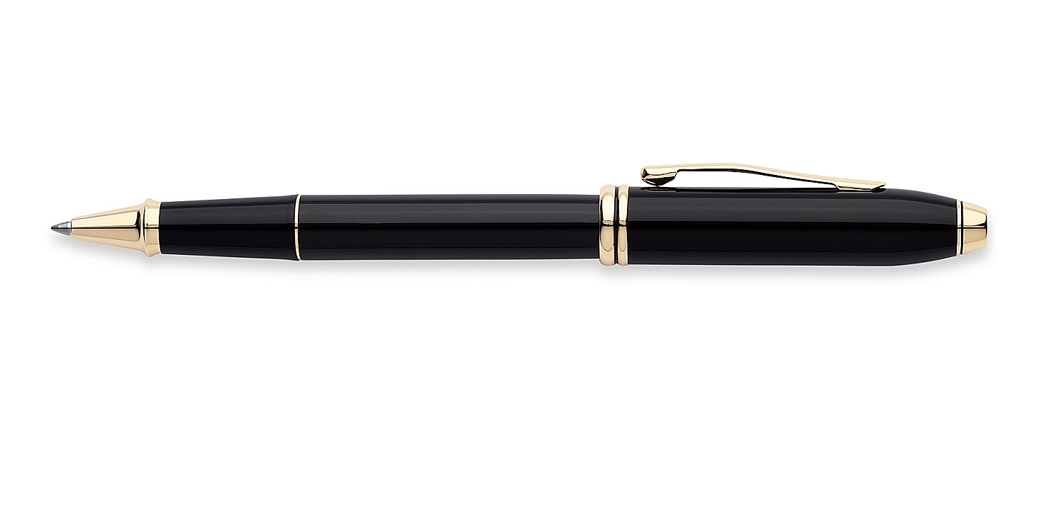 Cross Townsend Black Lacquer 23K Gold Plated Rollerball Pen