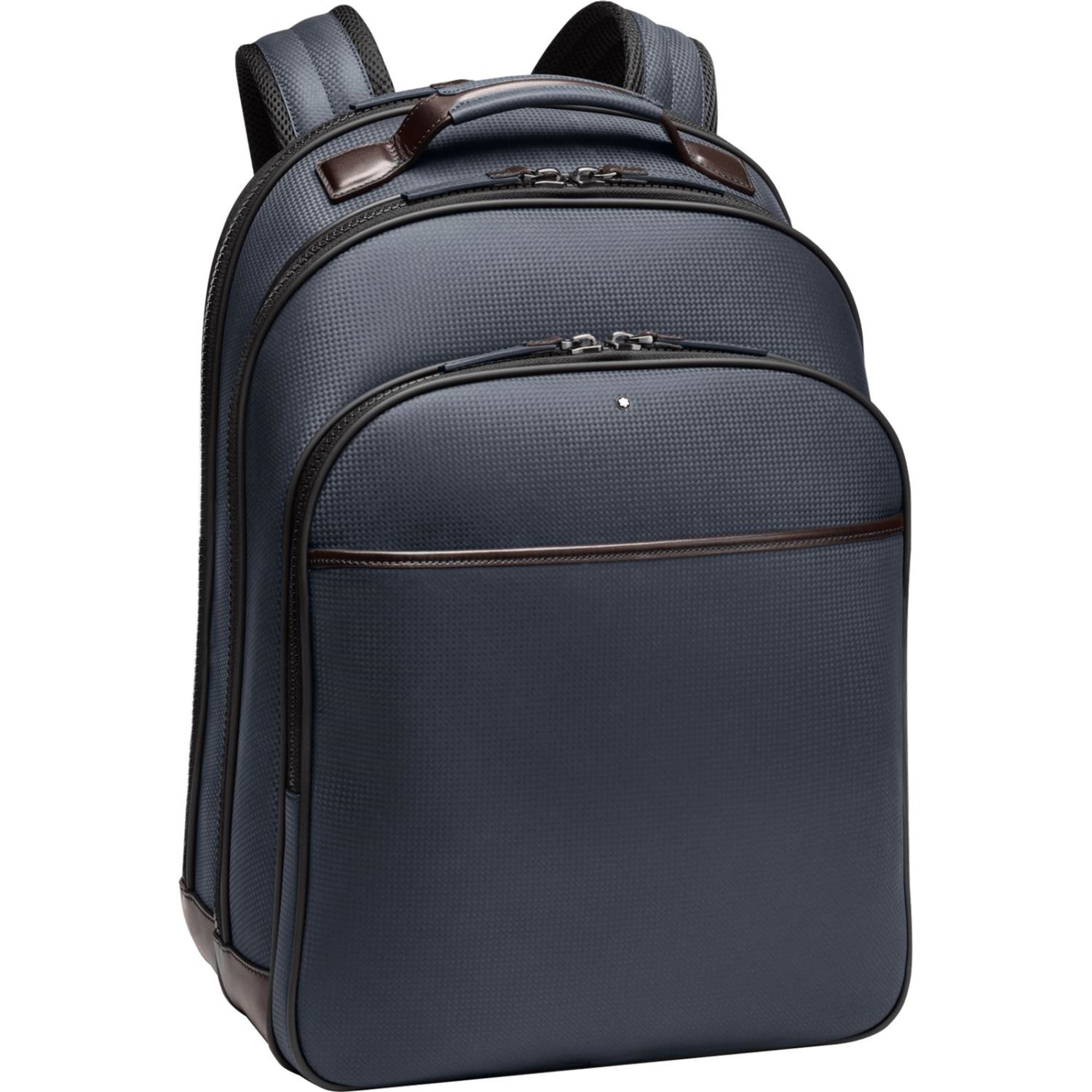 Montblanc Leather Large Backpack Blue/Brown
