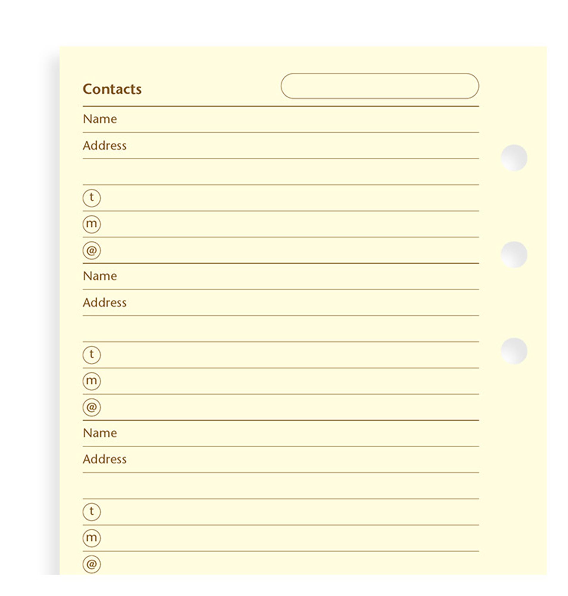 Refill Filofax A5 Per Contatti - Nome, Indirizzo, Telefono, Email, Fax E Mobile - Foto 6