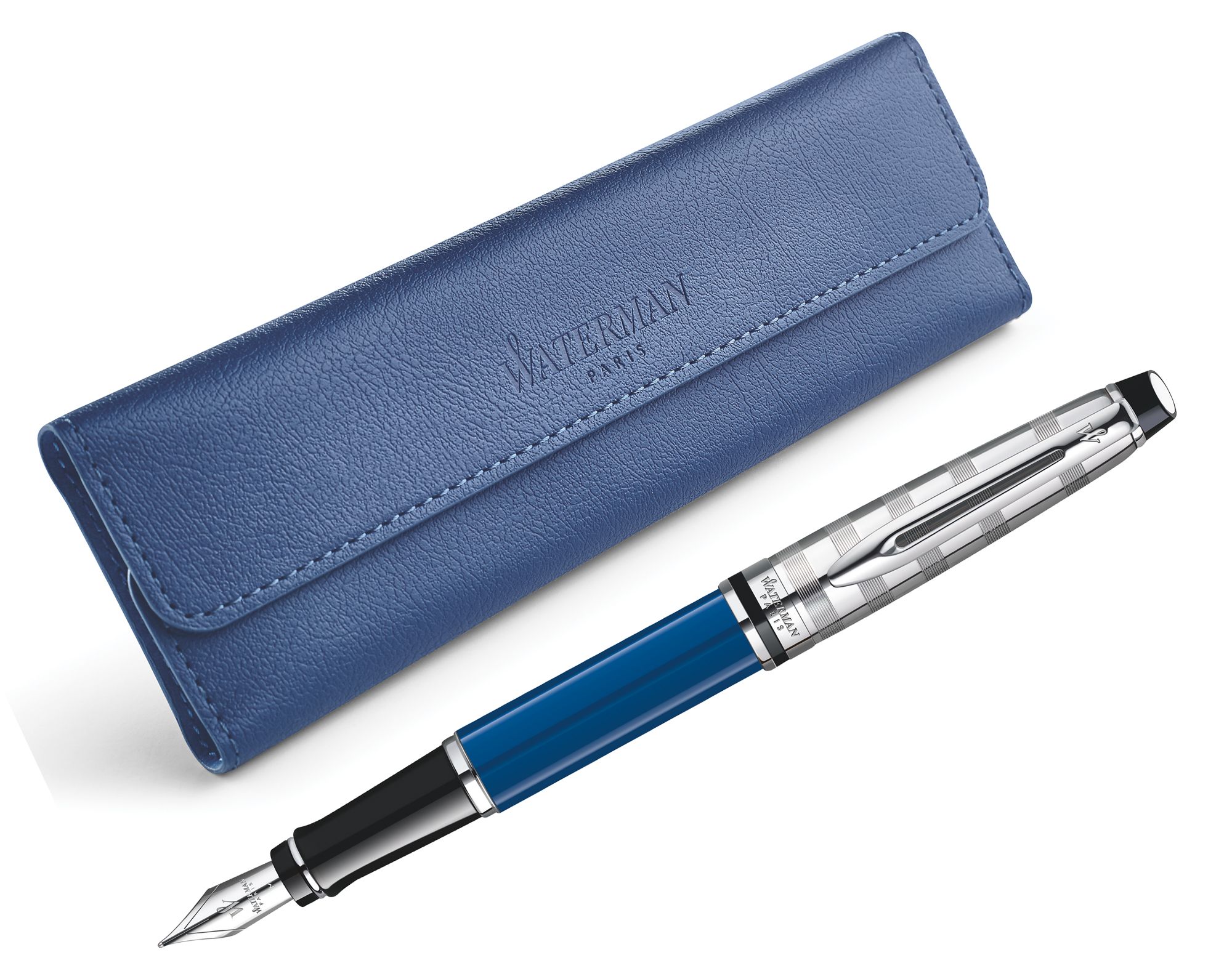 Waterman Expert Blue Obsession Fountain Pen w/ Pen Case