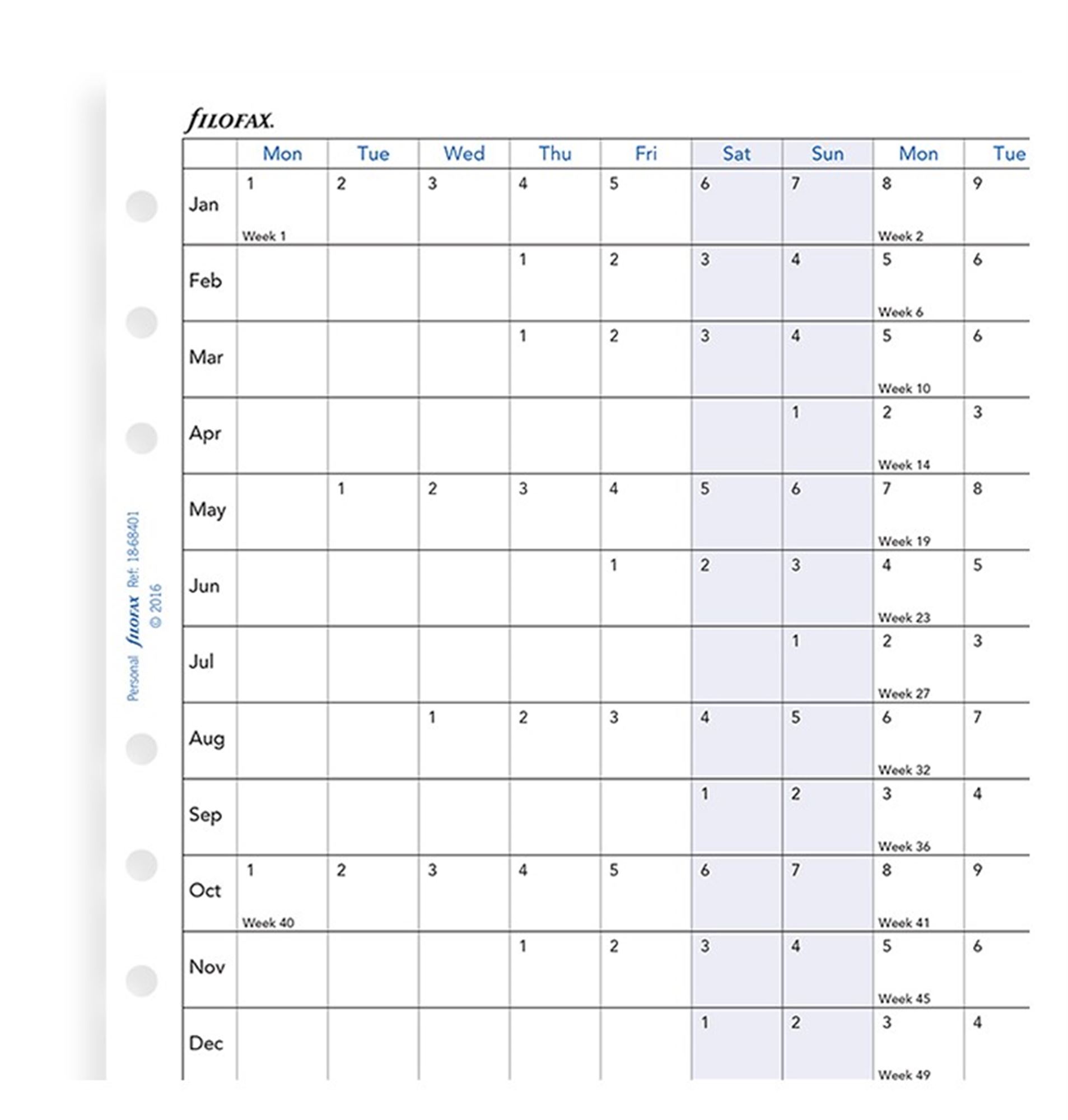 FILOFAX PERSONAL HORIZONTAL Year PLANNER 2024