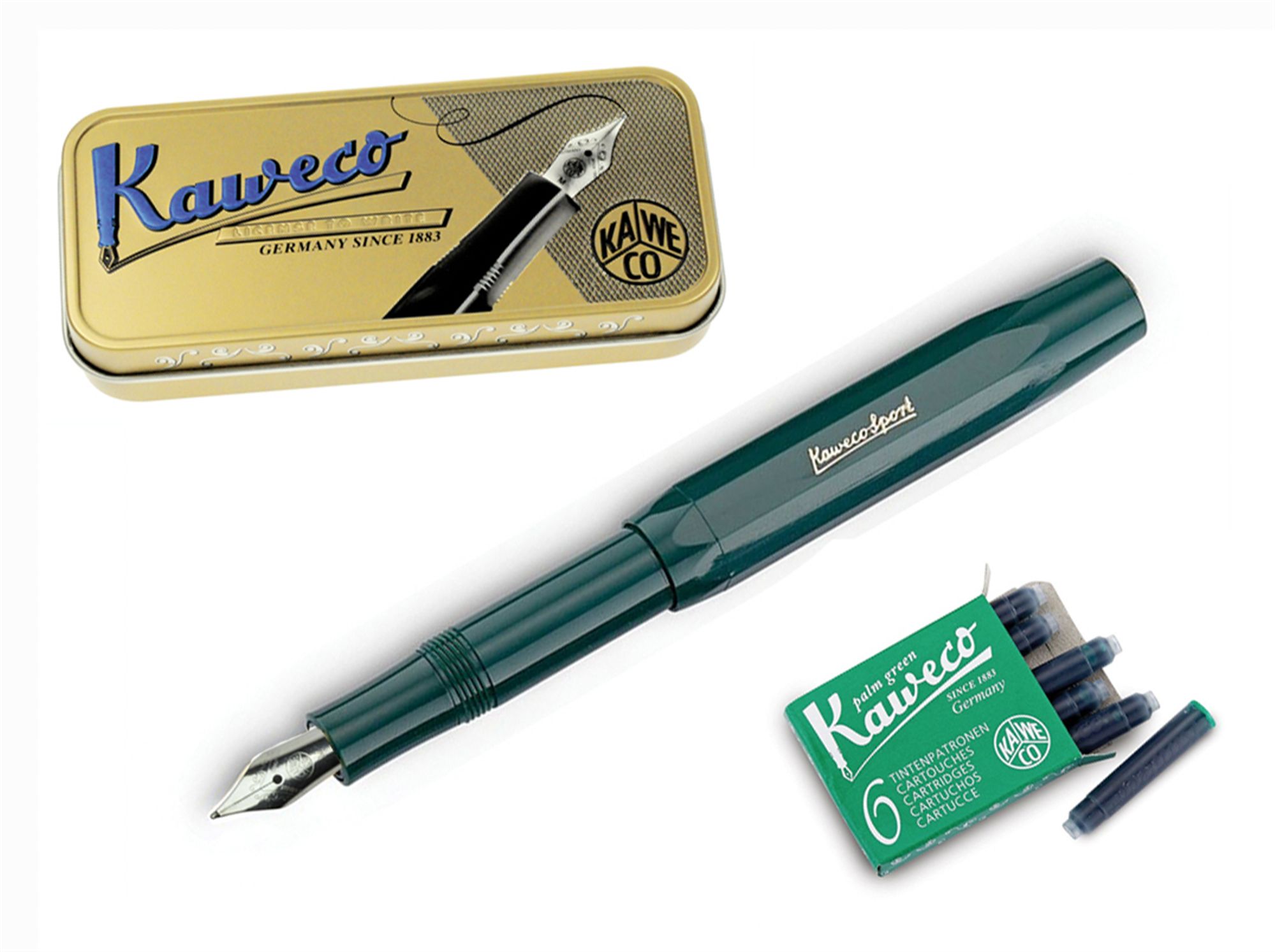 Kaweco Classic Sport Green Fountain Pen Set Italic Medium