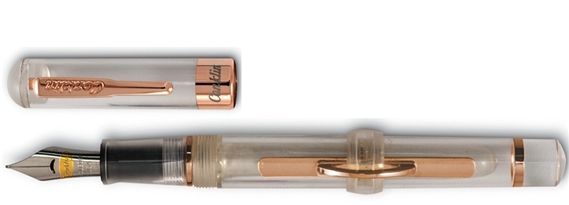 Conklin Mark Twain Crescent Demonstrator Rose Gold Trim Fountain Pen