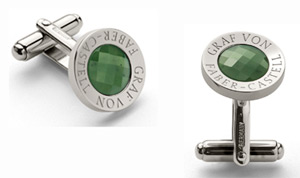 Graf Von Faber-Castell Round Platinum Plated Jade Cufflinks