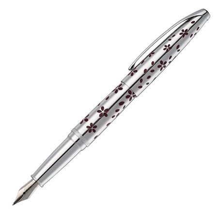Cross ATX Cherry Blossom Chrome Fountain Pen Medium Nib