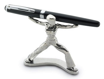 Jac Zagoory Designs Yoga Warrior Pose Pewter Pen Stand