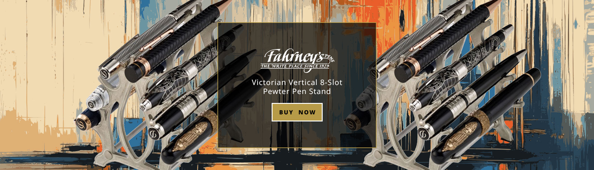 Victorian Vertical 8-Slot Pewter Pen Stand