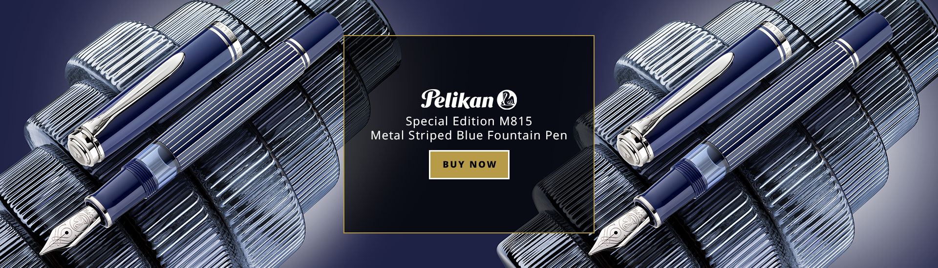 Pelikan Special Edition M815 Metal Striped Blue Fountain Pen