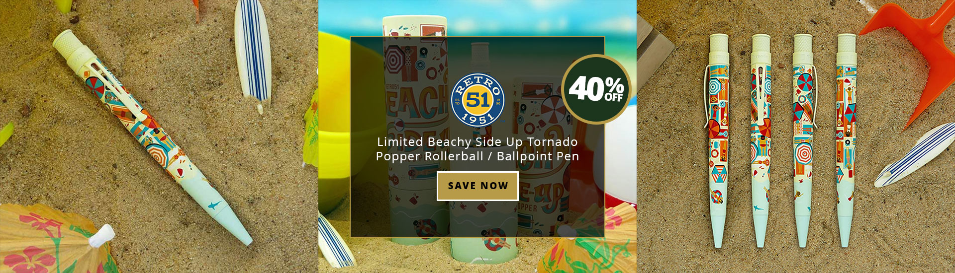 Retro 51 Limited Beachy Side Up Tornado Popper Rollerball / Ballpoint